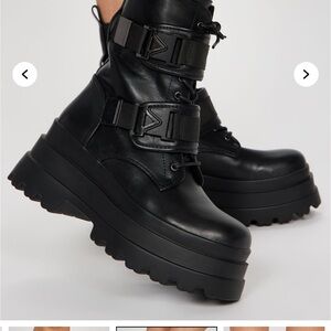 Black Platform Combat Boots